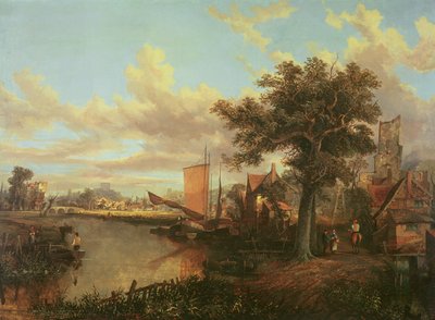 Il fiume Yare con una vista lontana di Norwich, c.1840 da English School